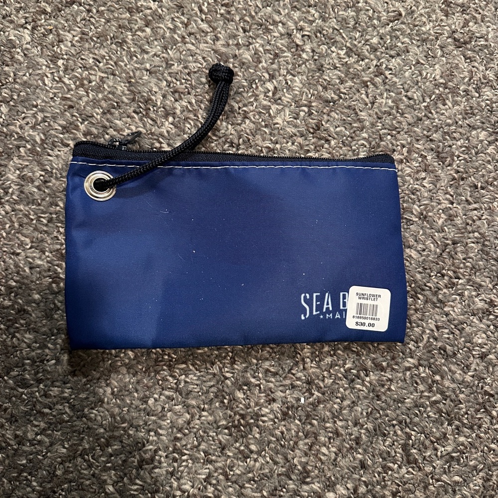 NWT Sea Bags of Maine Blue & Yellow Sunflower Wristlet Pouch. - Picture 2 of 3